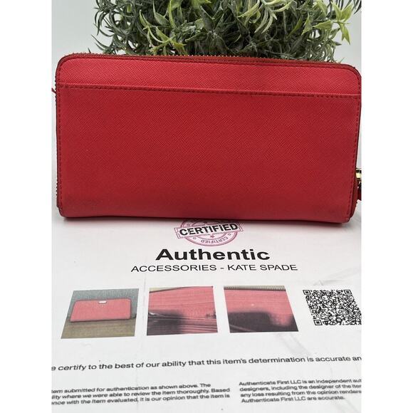 Authenticated Kate Spade New York Laurel Way Neda Accordion Zip Wallet Red Chili - Picture 5 of 12